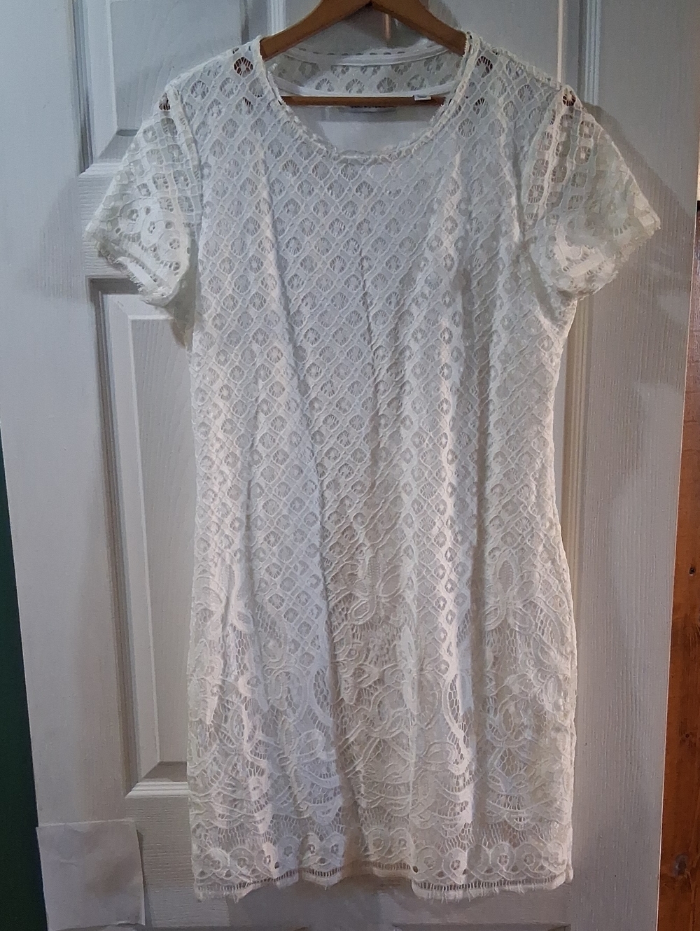 Isaac Mizrahi Ivory Lace Short Sleeve Tunic Dress